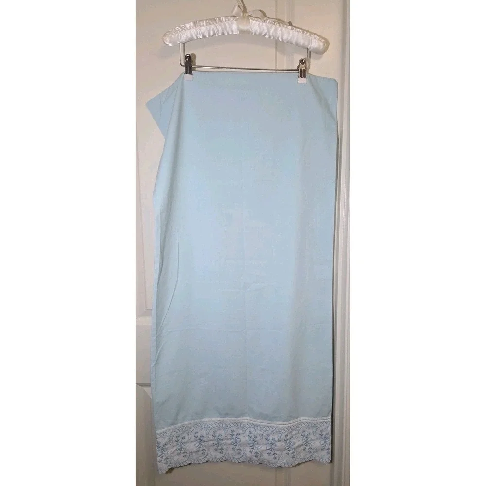 Vtg Wamsutta Supercale Plus King Pillowcase Blue Embroidered Bows‎ Scalloped